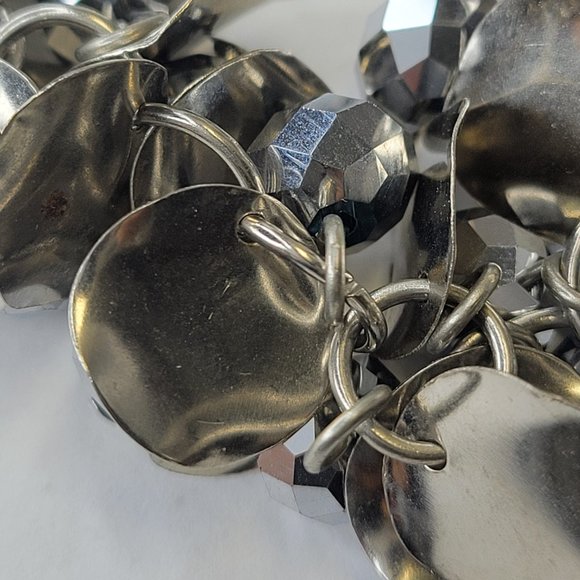 Silver Tone Choker Bib Necklace - Picture 15 of 15